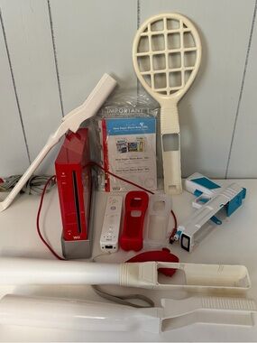 Nintendo Wii Limited Edition Red Console with Remote and Many Accessories